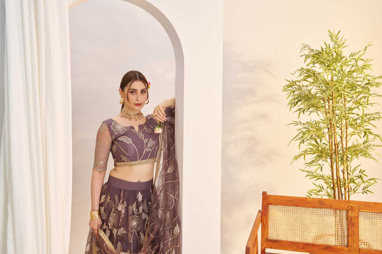 Georgette Embroidered Zari Work Sequins Lehenga